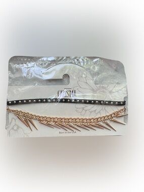 Charisma Black and Gold Spike Layered Choker Set
